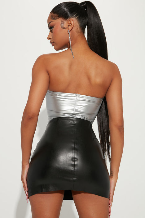 Luxury Designer Lady's Bodysuit With Faux Leather. 0962/0963 -  Canada