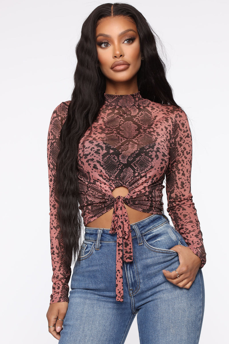 Can't Hide From Me Snakeskin Top - Mauve/combo | Fashion Nova, Knit ...