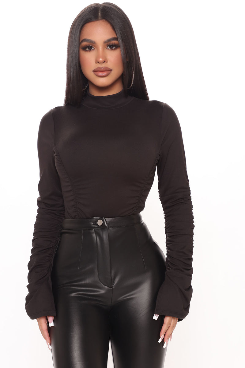 Haiden Ruched Bodysuit - Black | Fashion Nova, Bodysuits | Fashion Nova
