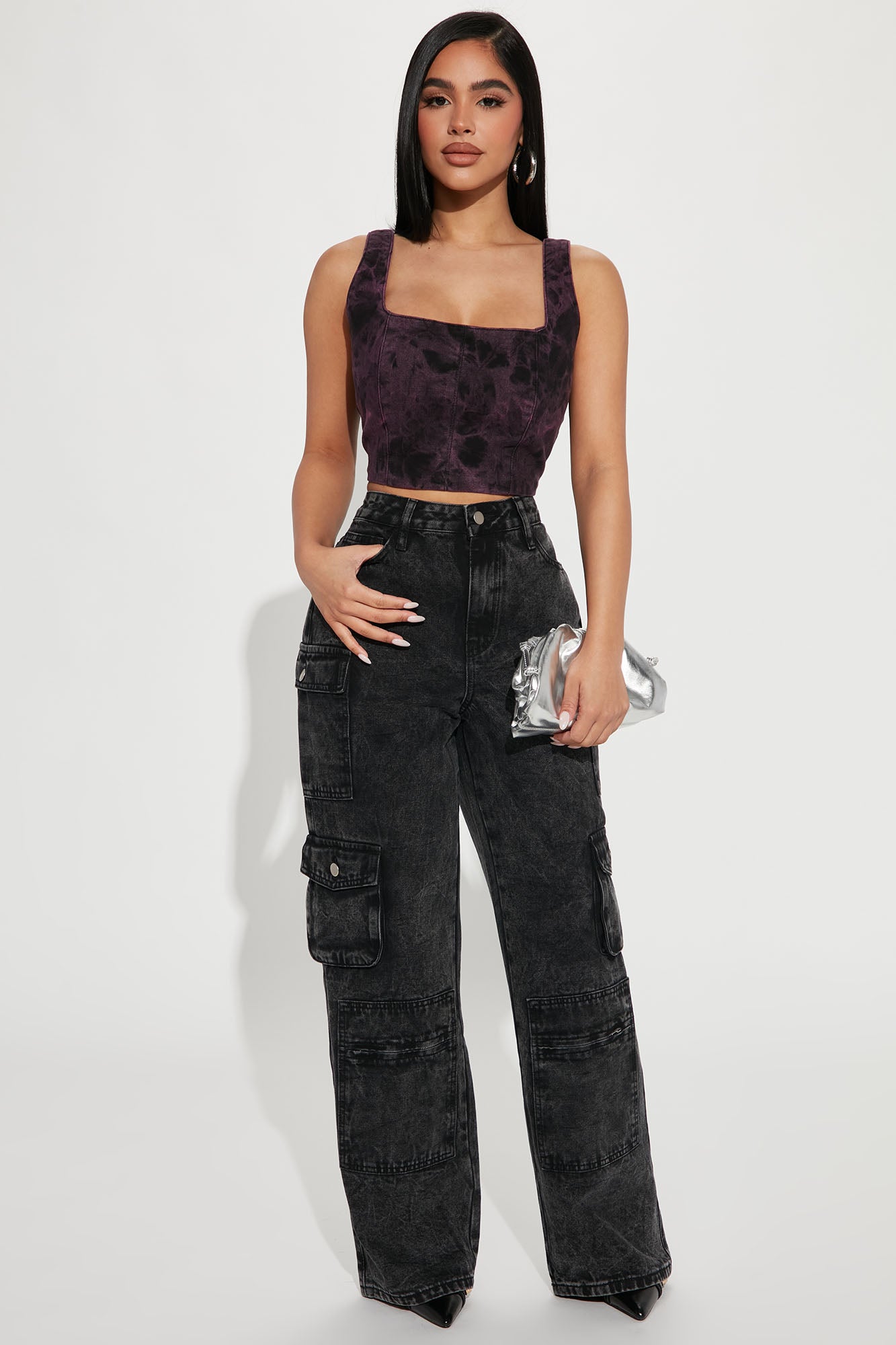 Millie Non Stretch Ripped Cargo Jeans - Acid Wash Black, Fashion Nova,  Jeans