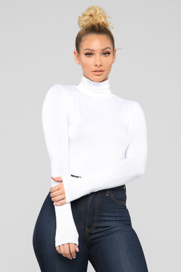 Pamela Turtle Neck Long Sleeve Bodysuit - Off White