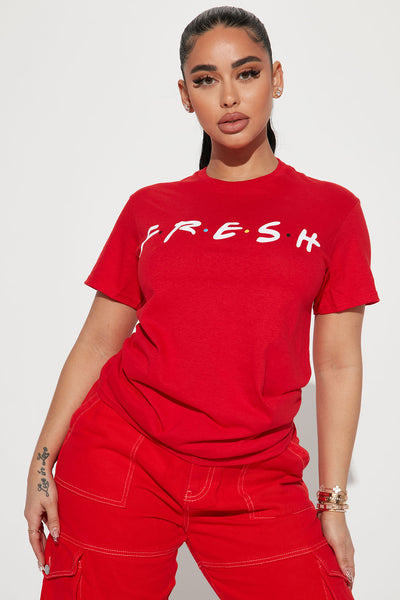 Fashion Nova Women T-Shirt Tee Top Shirt Plus Size 1X Cotton Red
