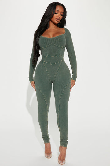 Tie Me Right Ribbed Jumpsuit - Taupe