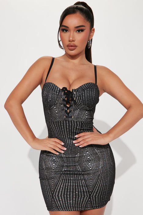 Tayna Black Lace Mesh Mini Dress – Beginning Boutique US
