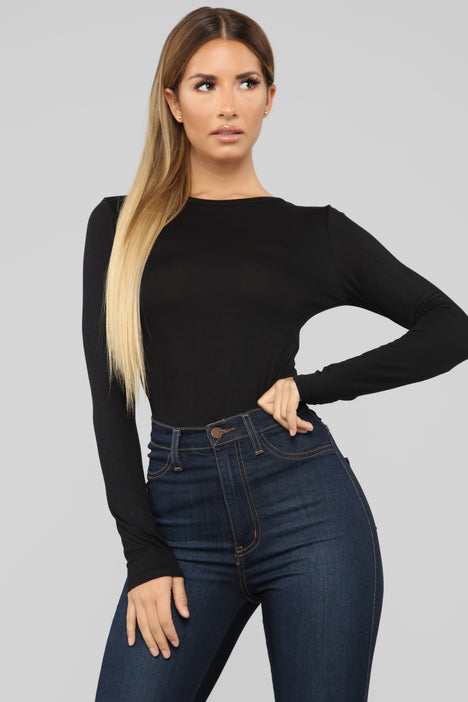 Krystal Crew Neck Long Sleeve Bodysuit - Charcoal, Fashion Nova, Basic  Tops & Bodysuits