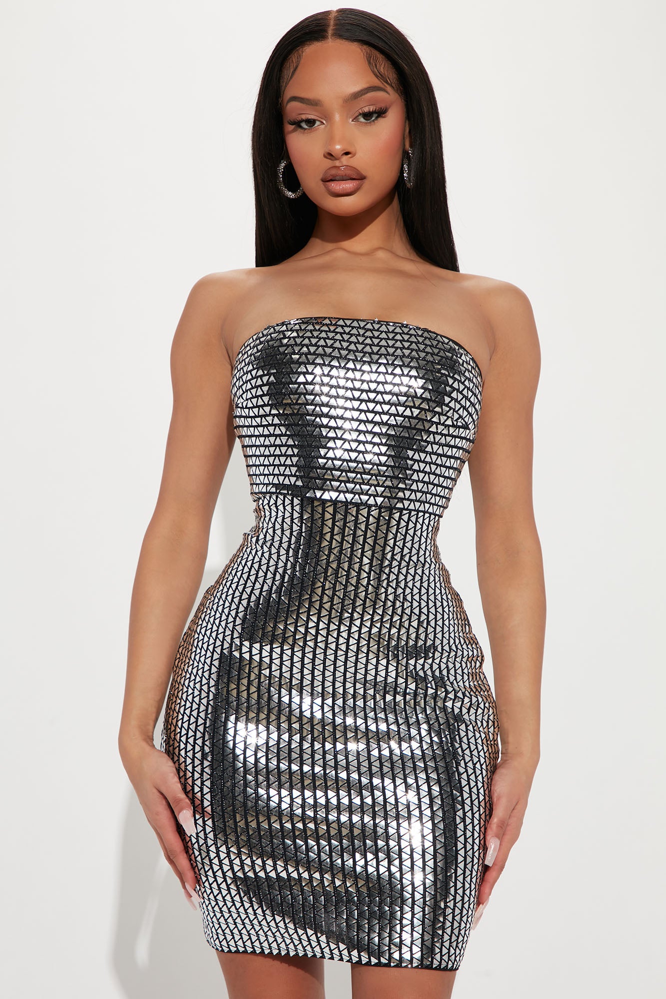 Knotty Or Nice Metallic Mini Dress - Silver, Fashion Nova, Dresses