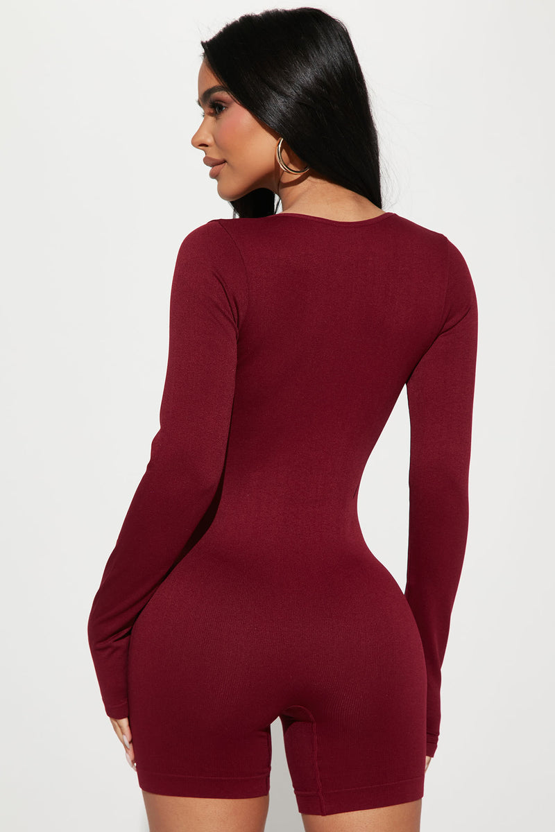 Emily Seamless Romper Wine Fashion Nova Rompers Fashion Nova 0694