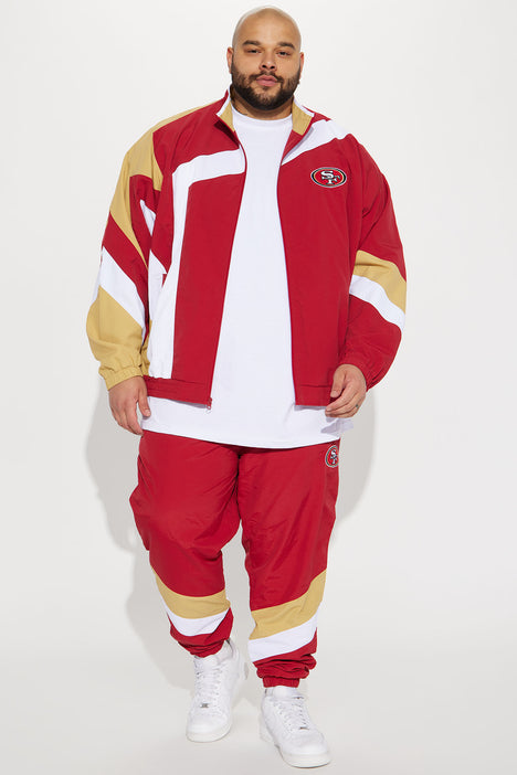 Men's San Francisco 49ers Star Jacket Combo in Red Size 2XL by Fashion Nova