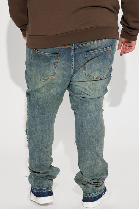 Through It Ripped Skinny Flared Jeans - Vintage Blue Wash