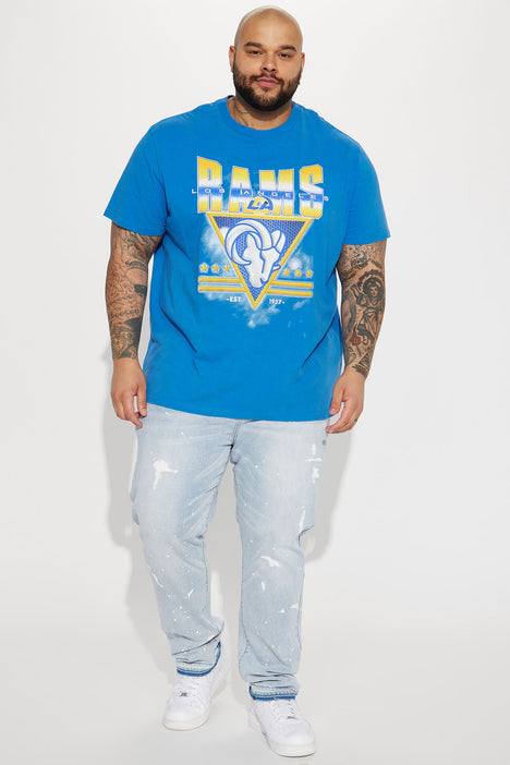 Men's Los Angeles Rams Down The Middle Short Sleeve Tee Shirt in Blue Size Medium by Fashion Nova