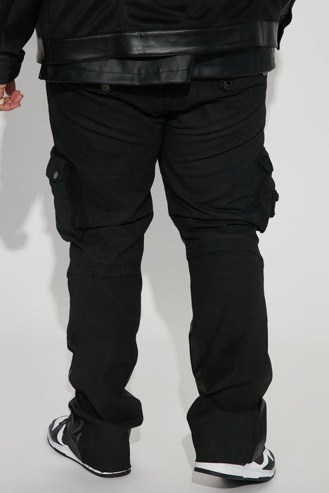 Carried Cargo Stacked Skinny Flared Jeans - Black