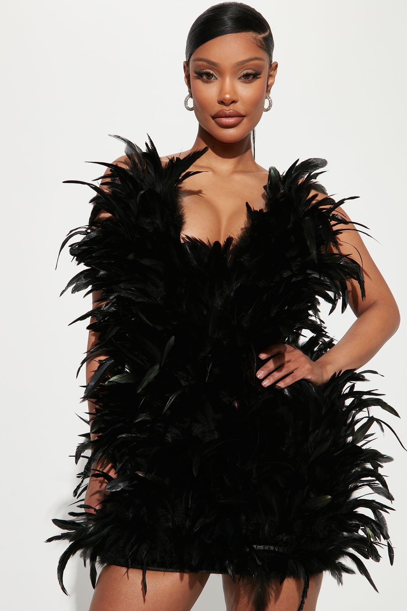 Izabelle Feather Mini Dress - Black, Fashion Nova, Luxe