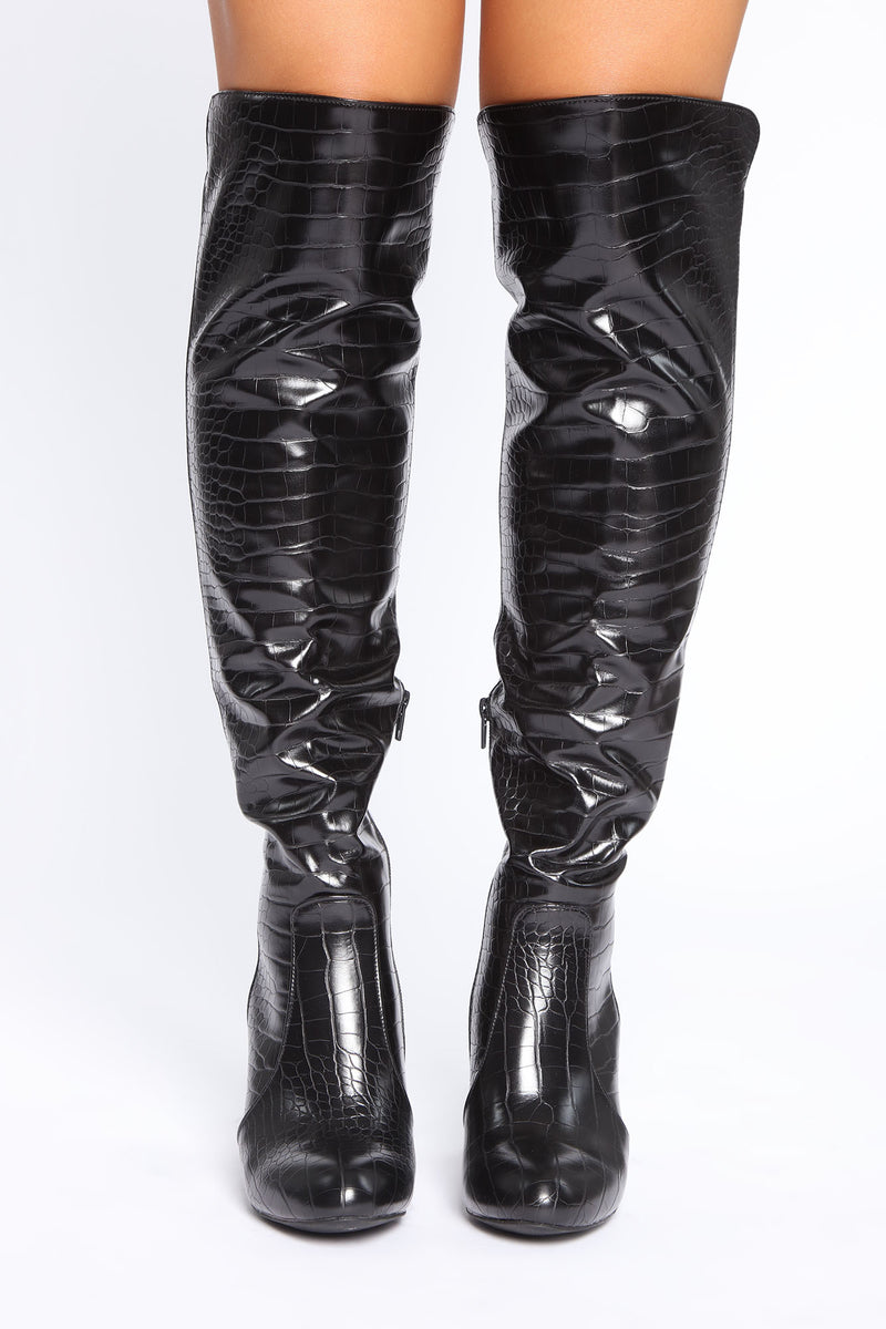 Worst Behavior Over The Knee Boots - Black | Fashion Nova, Shoes ...