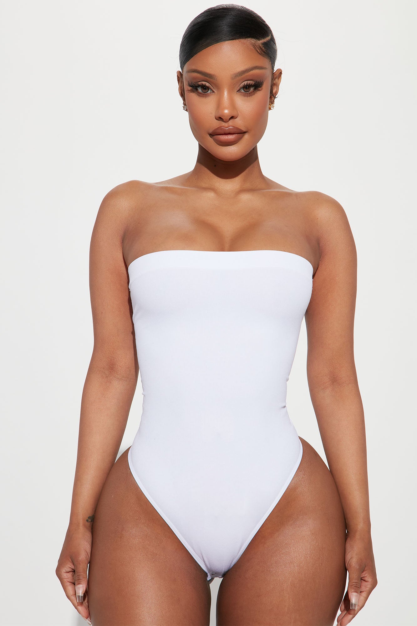 Keilani Short Sleeve Bodysuit - White, Fashion Nova, Bodysuits
