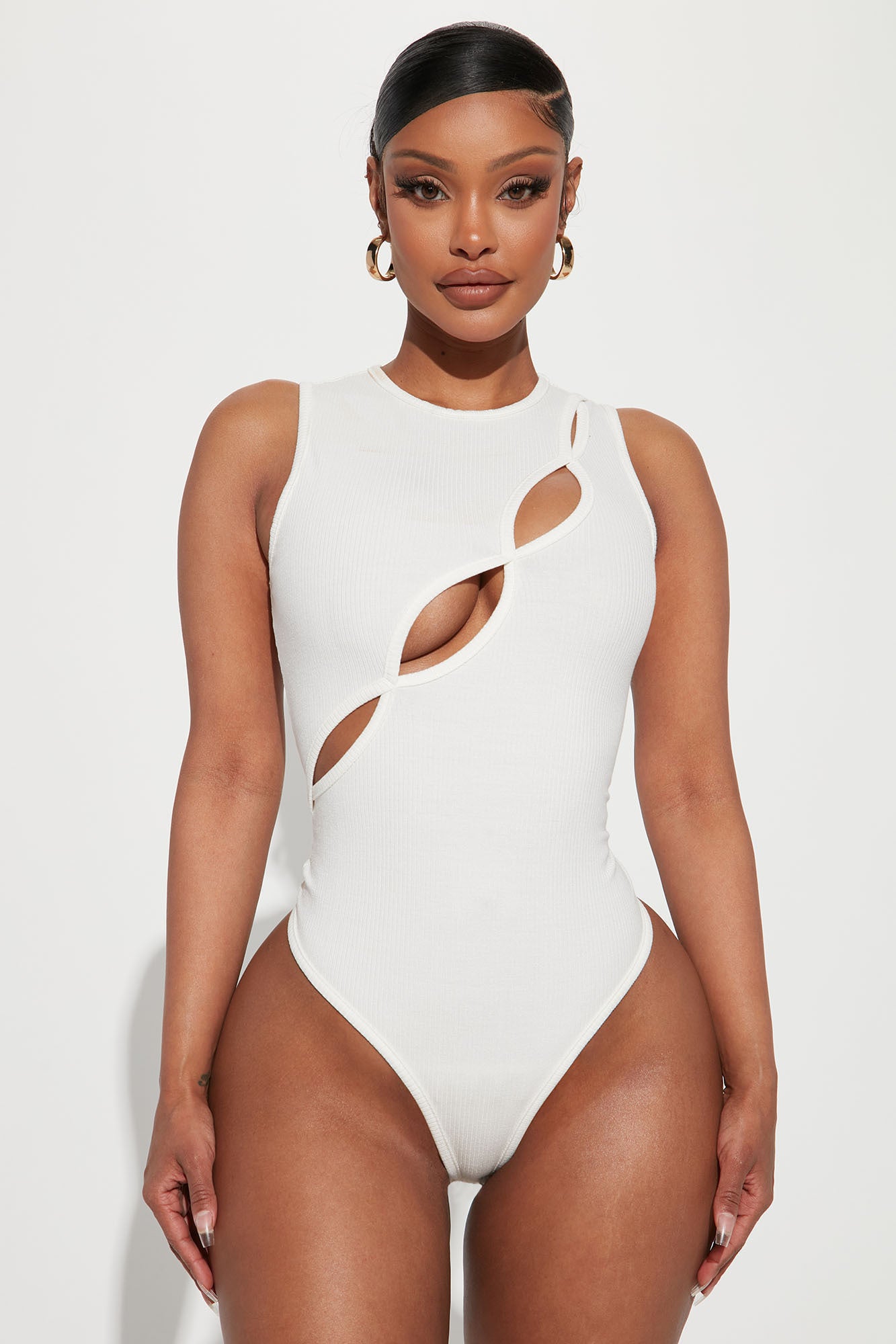  Other Stories high neck cut out bodysuit in black - BEIGE
