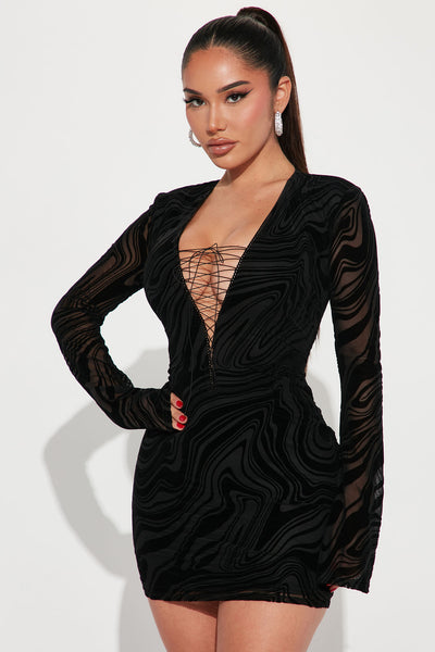Melanie Mesh Corset Mini Dress - Black