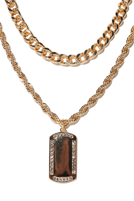 Skull Dog Tag Pendant Chain Necklace - Silver, Fashion Nova, Mens Jewelry