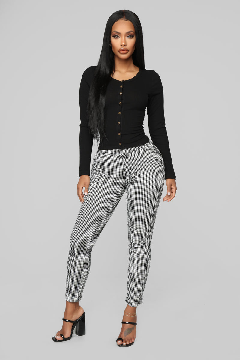 Audry Ankle Cuff Pants - Black/White | Fashion Nova, Pants | Fashion Nova
