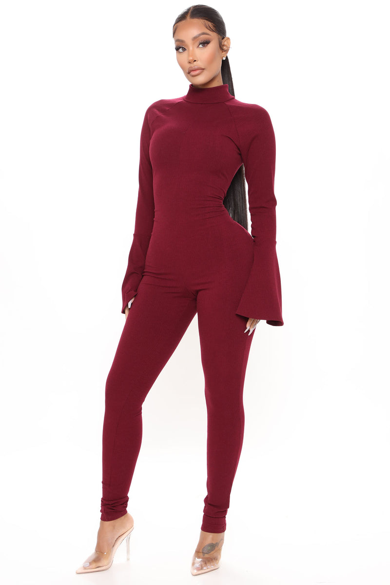 Horizon Rib Skinny Leg Jumpsuit - Burgundy | Fashion Nova, Jumpsuits ...