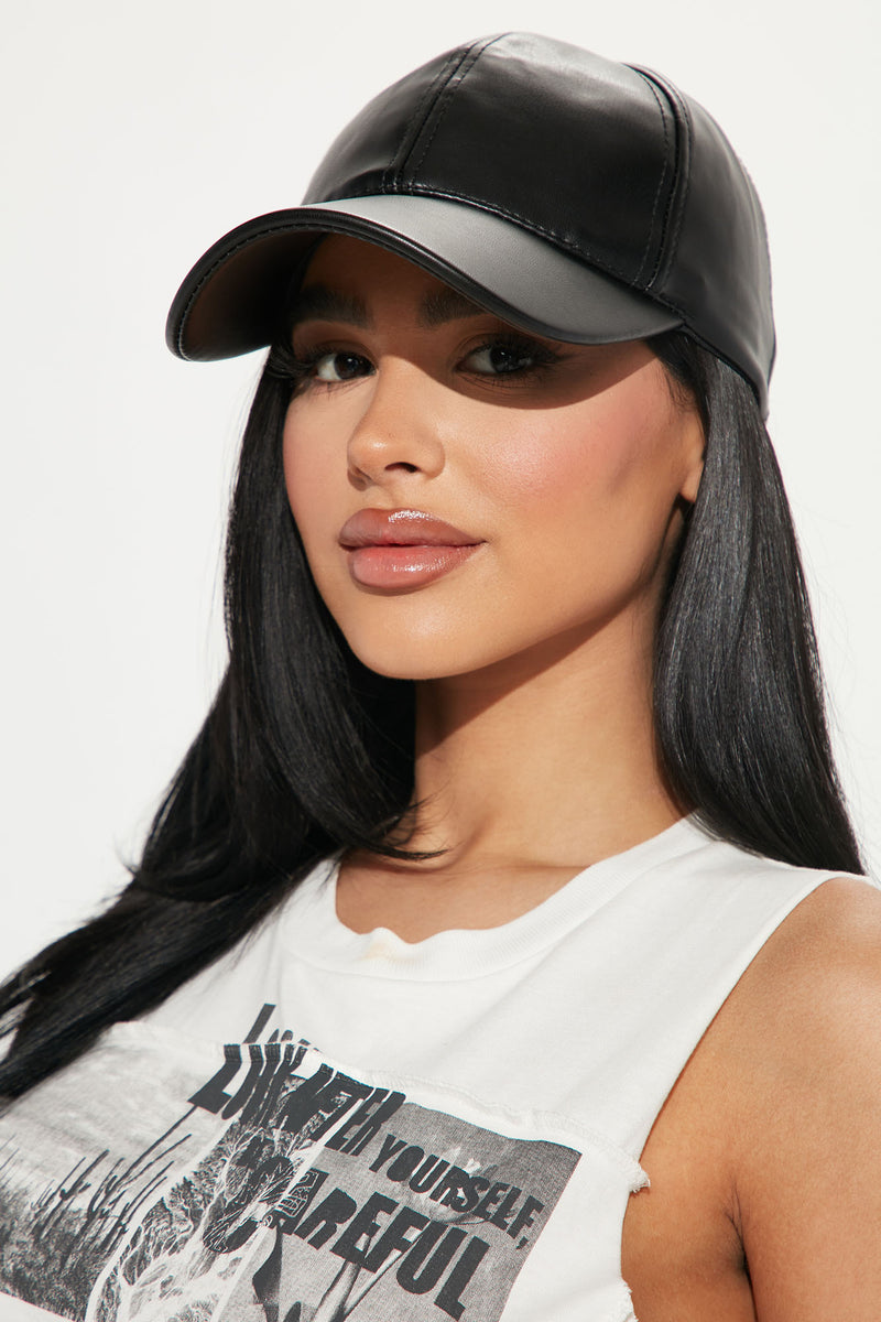PU Leather Baseball Hat - Black | Fashion Nova, Accessories | Fashion Nova