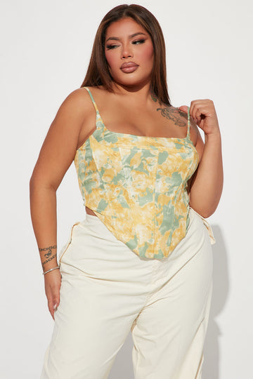 Rosa Floral Corset Top - White/combo