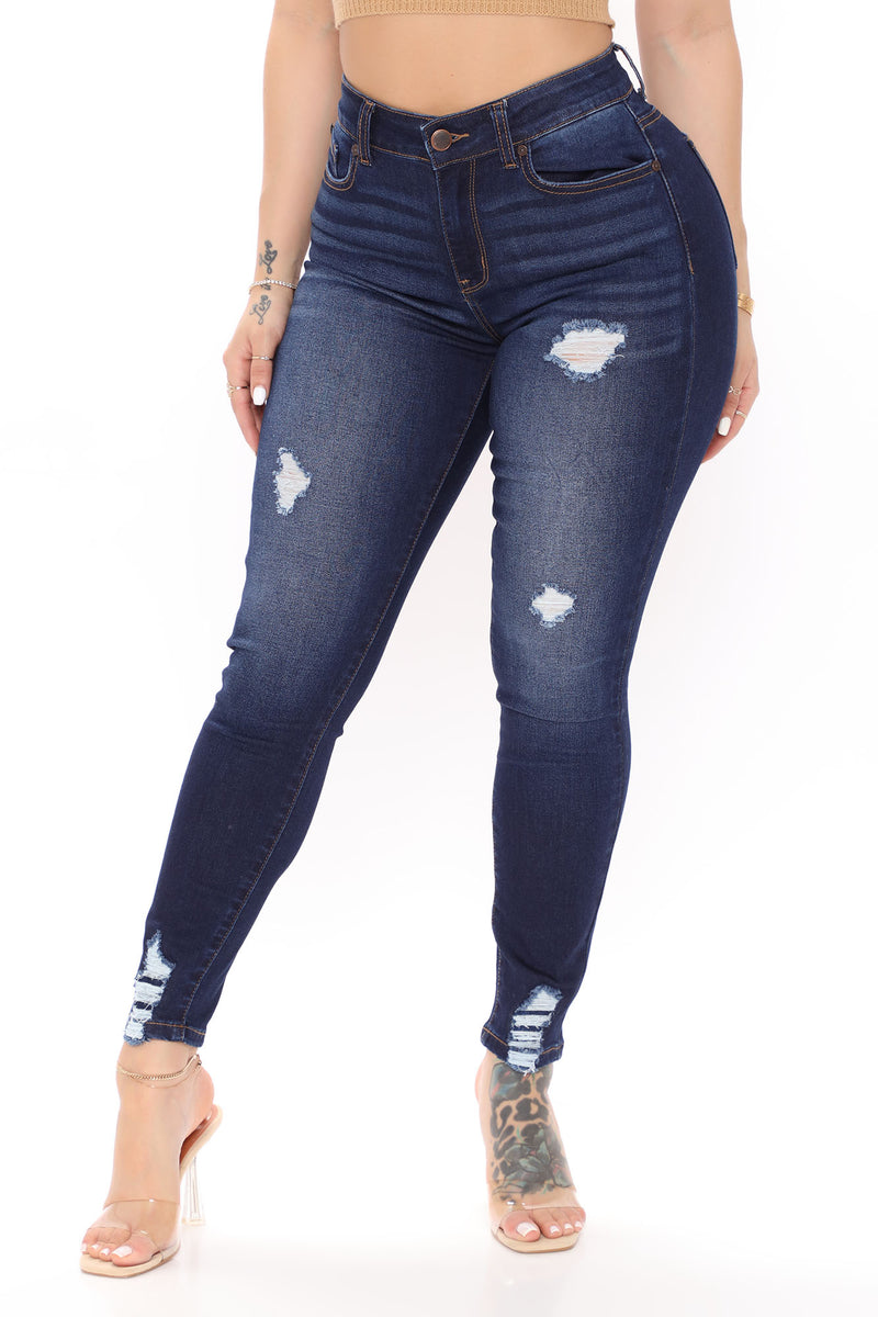 Lorelai Ripped Super Stretch Skinny Jeans - Dark Wash | Fashion Nova ...