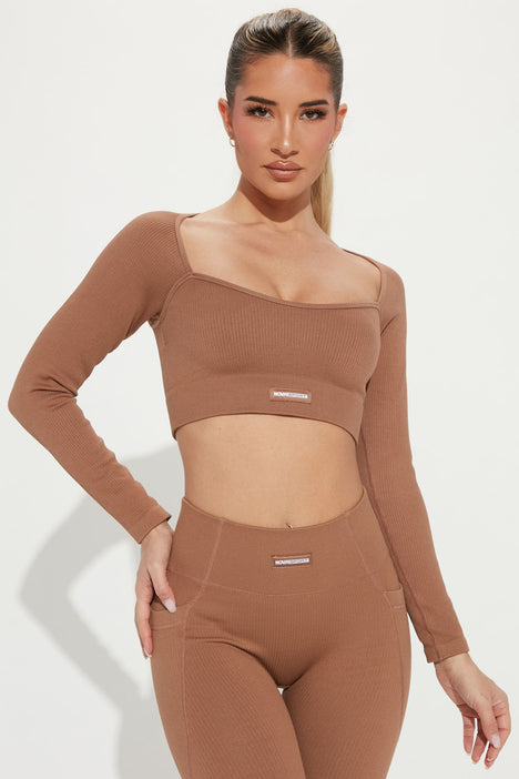 Effortless Amycus Ribbed Seamless Top - Mocha