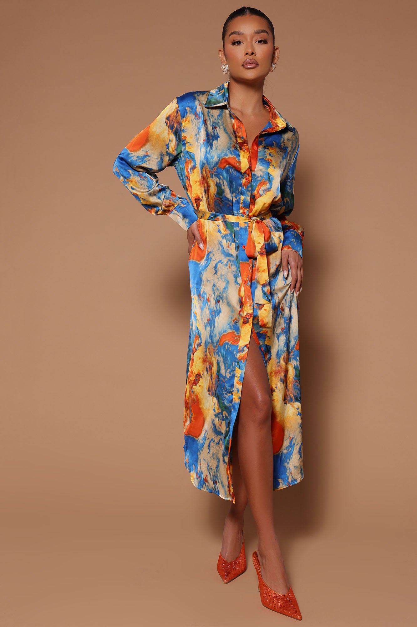 Lara Satin Dress - Royal, Fashion Nova, Dresses