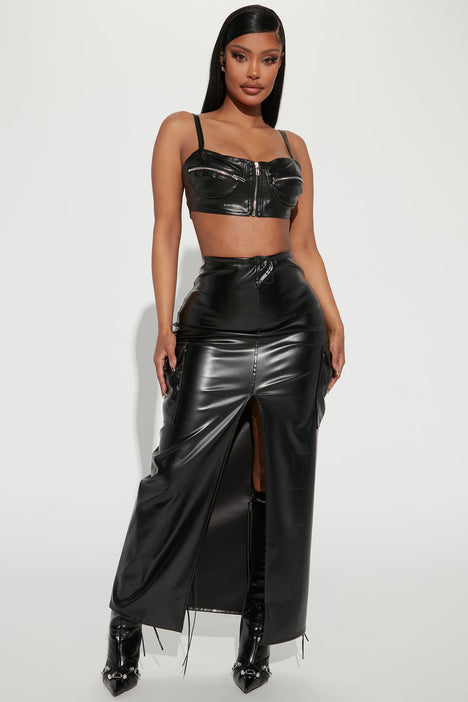 Ring Me Up Faux Leather Bra Top