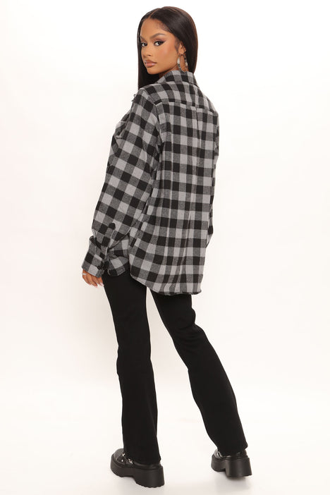 Willa Oversized Flannel Shirt - Red/Black, Fashion Nova, Shirts & Blouses