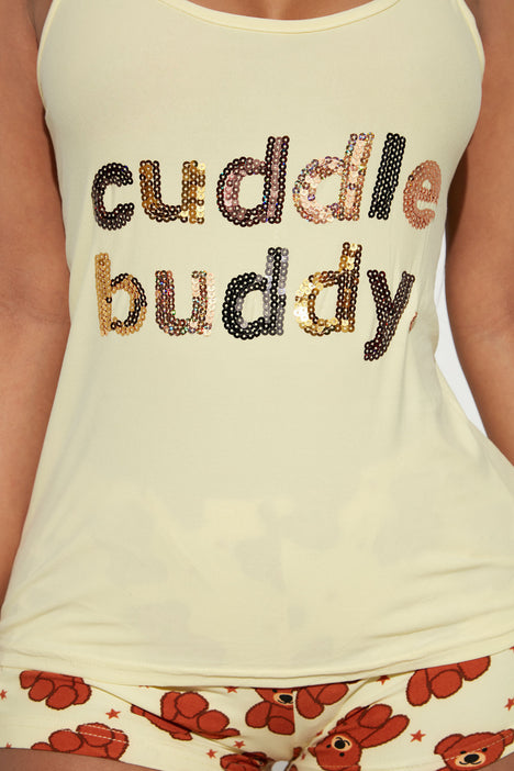 Cuddle Buddy Bear PJ Short Set - Yellow/combo