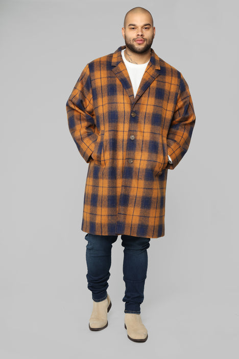 Smart Guy Overcoat - Rust/Combo, Fashion Nova, Mens Jackets