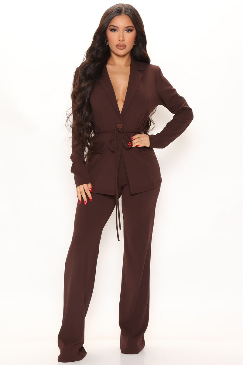 Malika Blazer Pant Set - Brown | Fashion Nova, Matching Sets | Fashion Nova