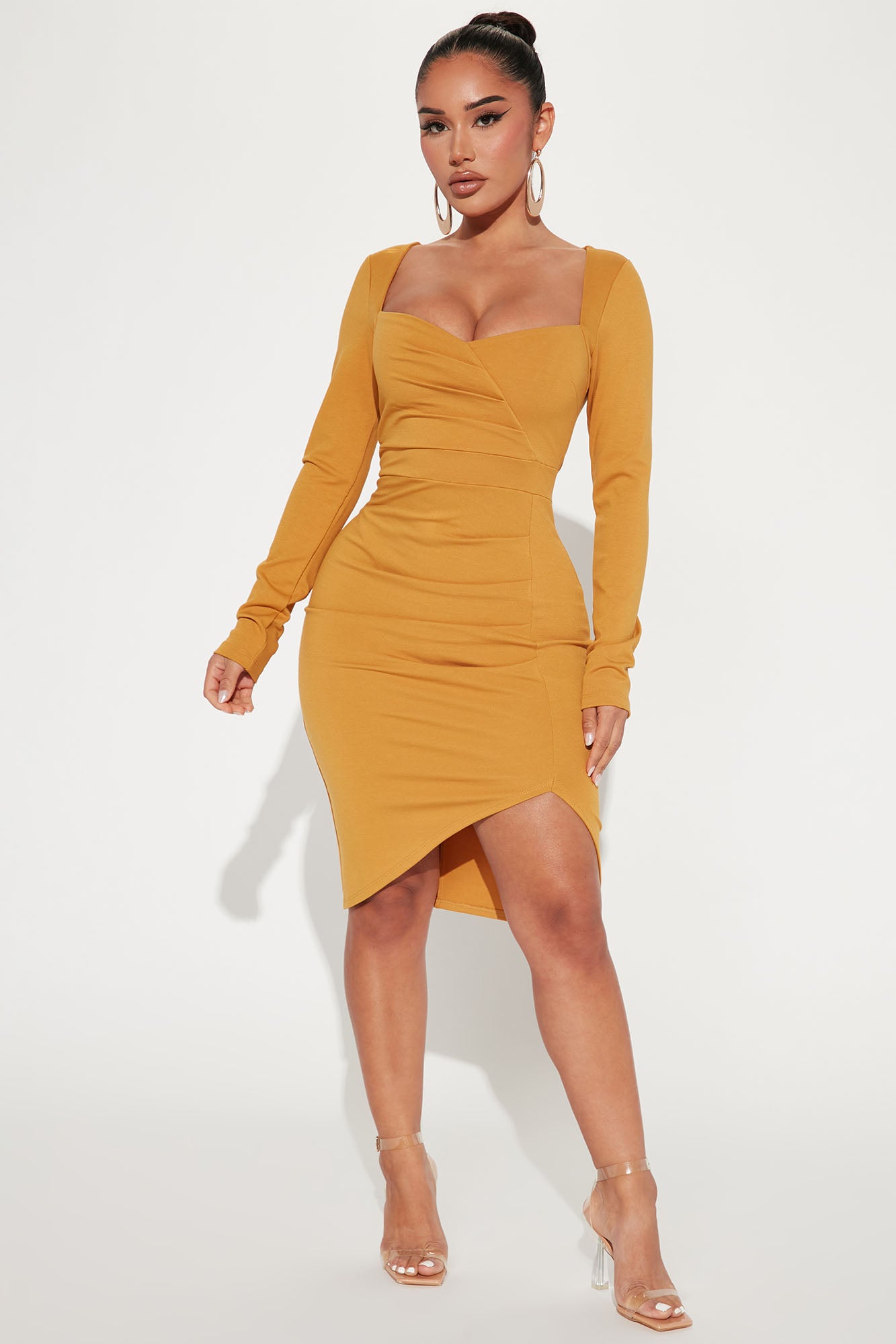 Moments Like This Ruffle Dress - Mustard, Fashion Nova, Dresses