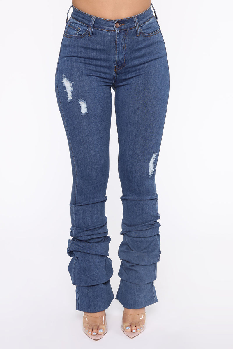 Sammy High Waisted Stacked Leg Jeans - Dark Denim | Fashion Nova, Jeans ...