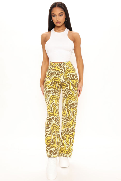 Jahia Flare Pants - Brown/combo, Fashion Nova, Pants