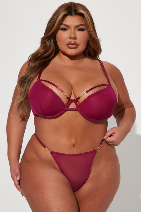 Lowkey In To You Bra and Panty Set - Burgundy