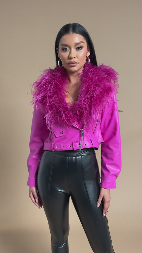 Luxe Living Feather Moto Jacket - Pink, Fashion Nova, Luxe