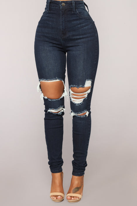 Aubrey High Dark | Distressed | Jeans Rise Nova Jeans Denim - Fashion Fashion Nova