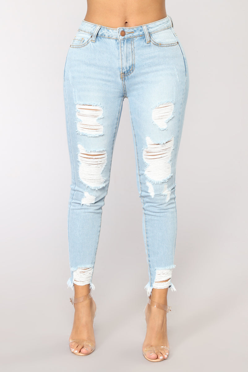 Dear Mamma Distressed Ankle Jeans - Light Blue Wash | Fashion Nova ...