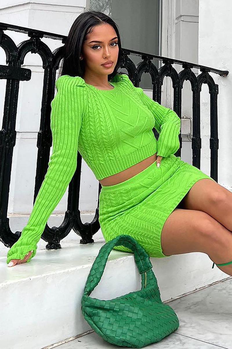 Aubree Sweater Skirt Set - Lime | Fashion Nova, Matching Sets | Fashion ...