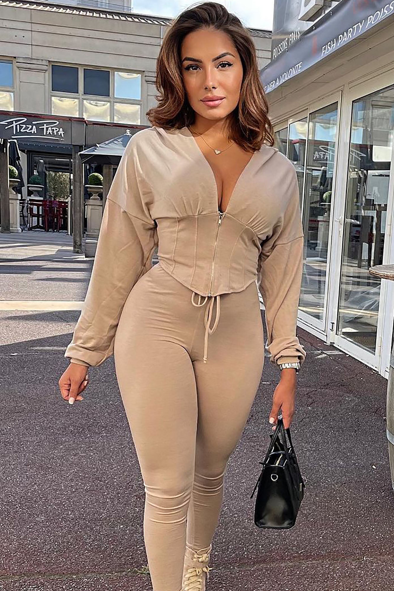 Better Than Ever Hoodie Set Taupe