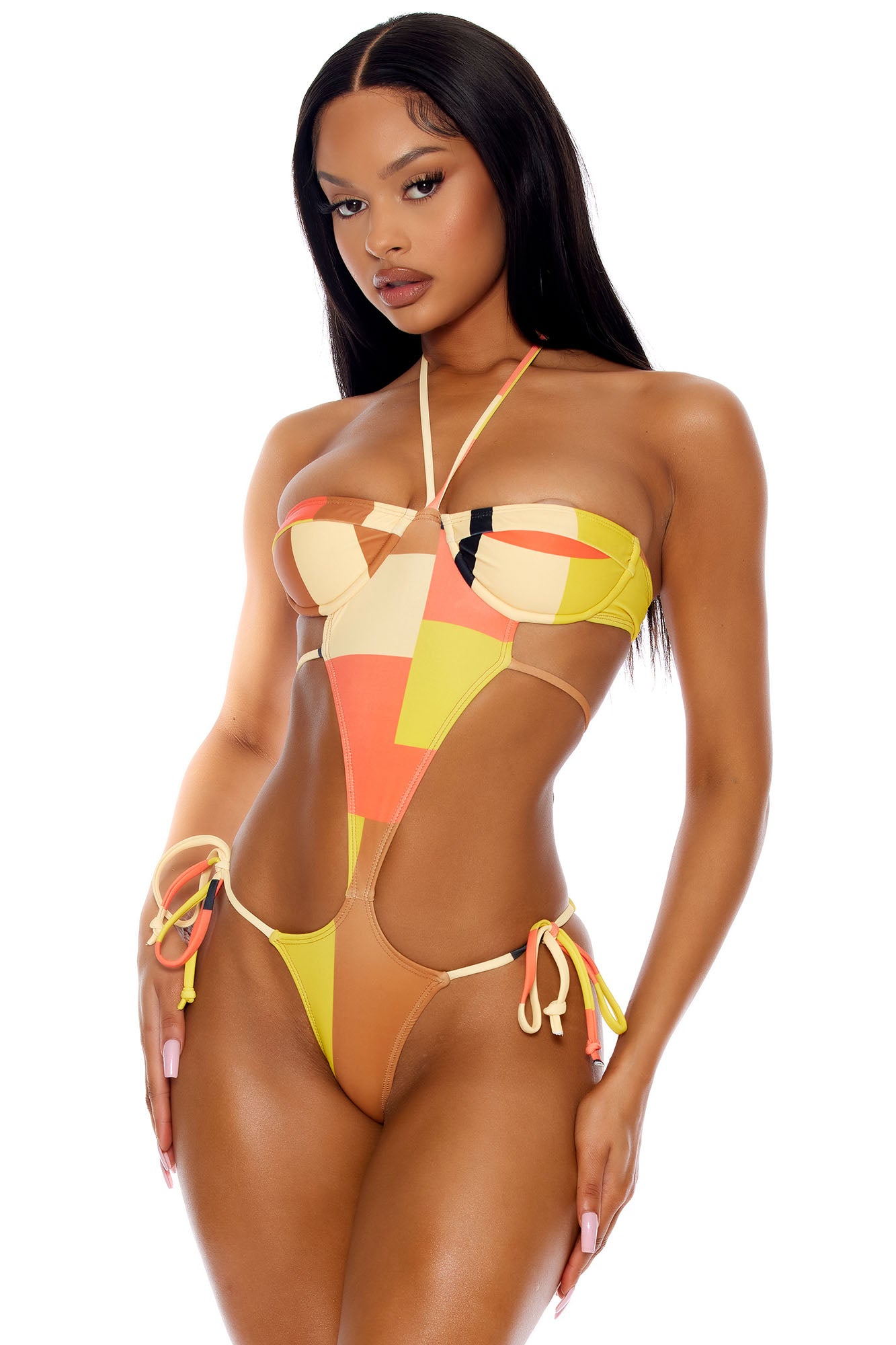 Brazil Bae Monokini 1 Piece Swimsuit - Yellow/combo, Fashion Nova, Swimwear
