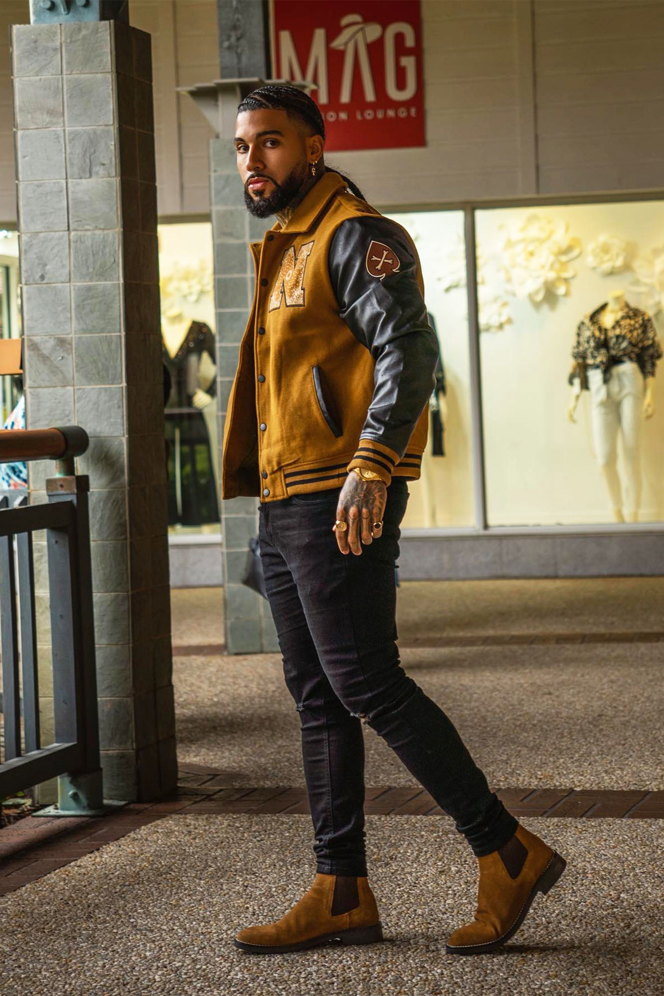 Leather Varsity Jacket for Men Nomad - Brown - Royal Styliste