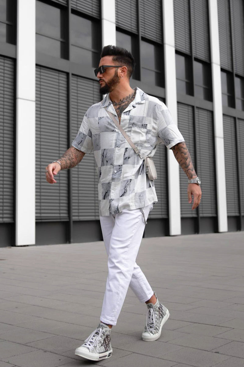 Checkered Cloud Short Sleeve Woven Top - White/combo | Fashion Nova ...