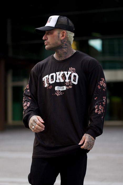 Cherry Blossom Long Sleeve Tee - Black | Fashion Nova, Mens