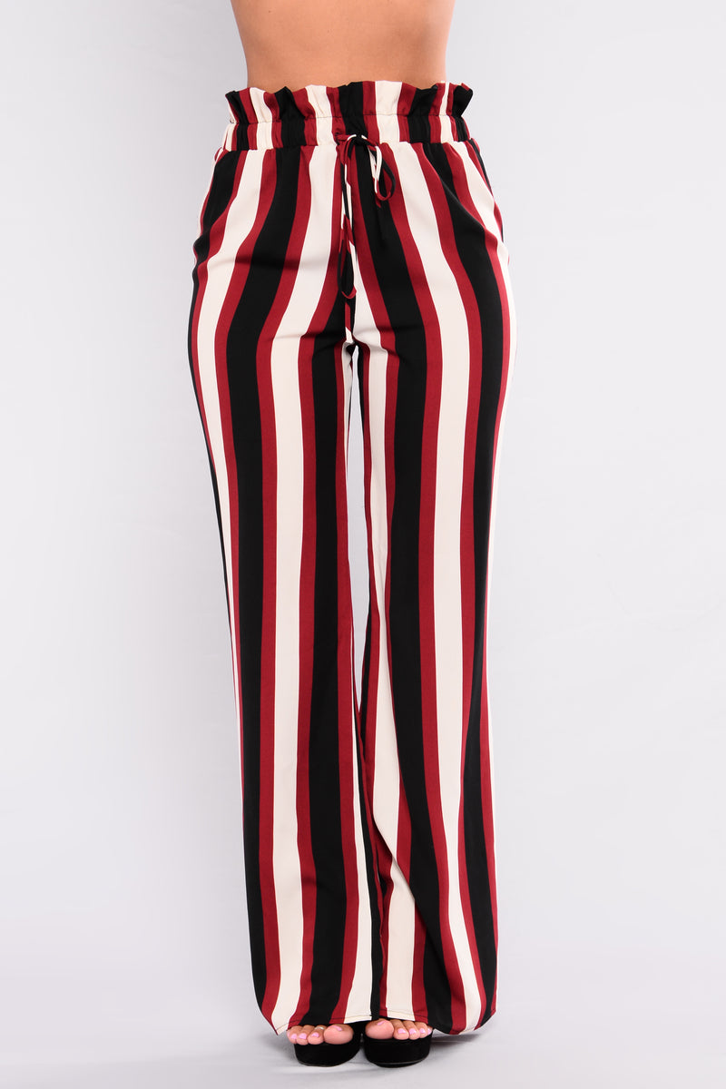 Stripe Right Pants - Burgundy | Fashion Nova, Pants | Fashion Nova