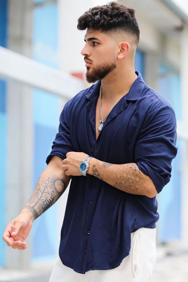 Dawson Button Up Shirt - Navy | Fashion Nova, Mens Shirts | Fashion Nova