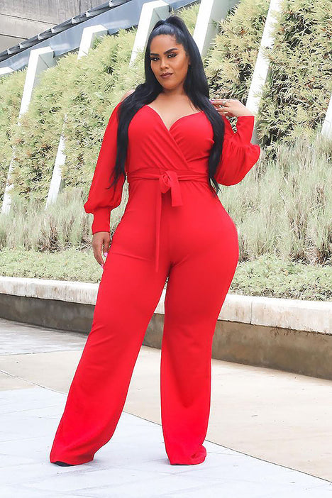 Red Wide Leg Jumpsuit - Bella Chic Fashion Boutique S / Red
