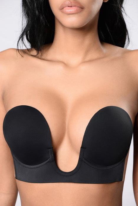 Adhesive bra for a plunging neckline